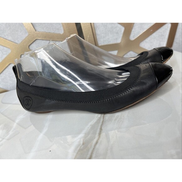 Chanel Flats Women Lofers Slip On Ballet Shoes Black 38.5 Us 8 8.5 - Picture 1 of 16